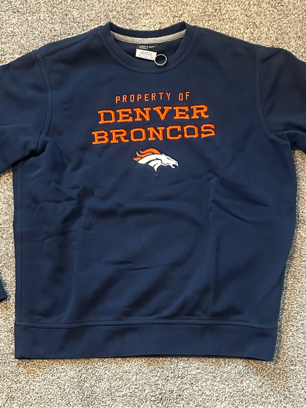 Nike NFL Denver Broncos Property Of Mens Crewneck Sweatshirt Medium Navy Blue